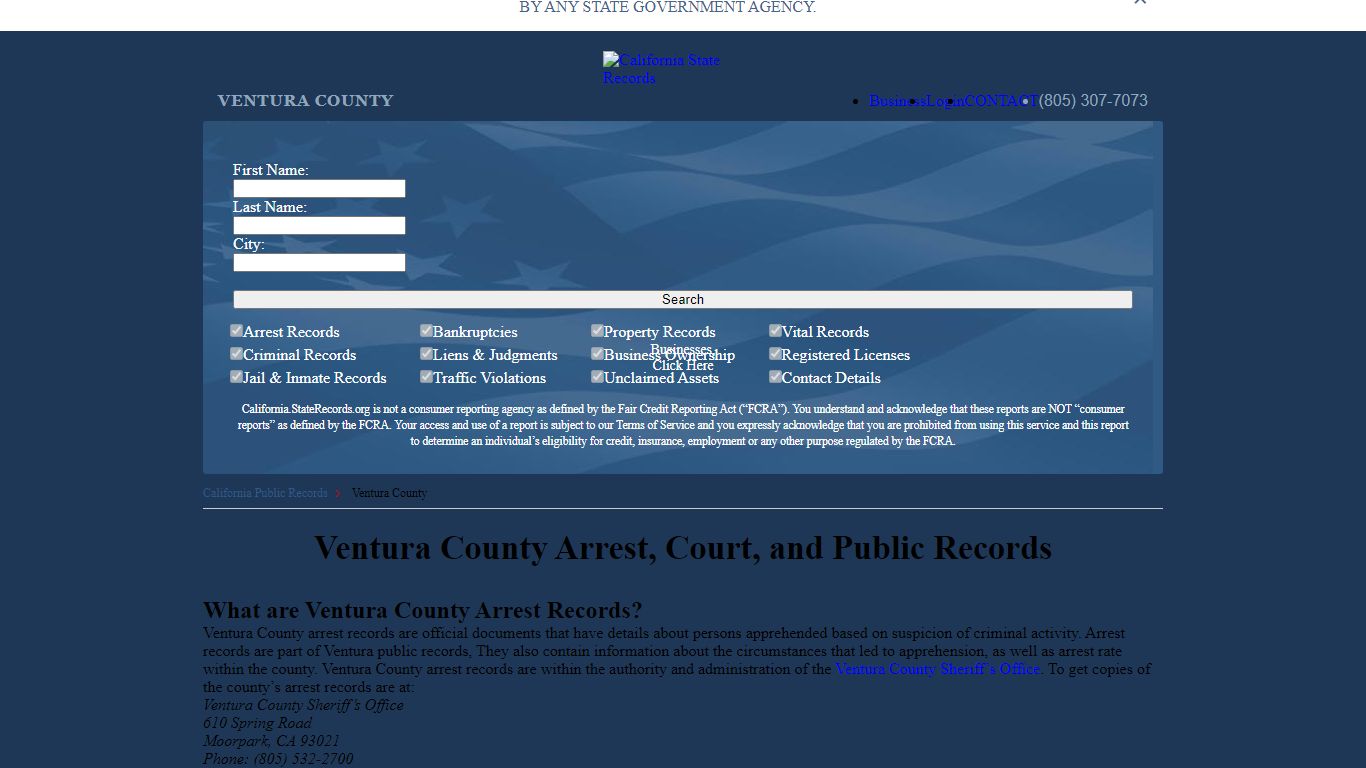 Ventura County Arrest, Court, and Public Records