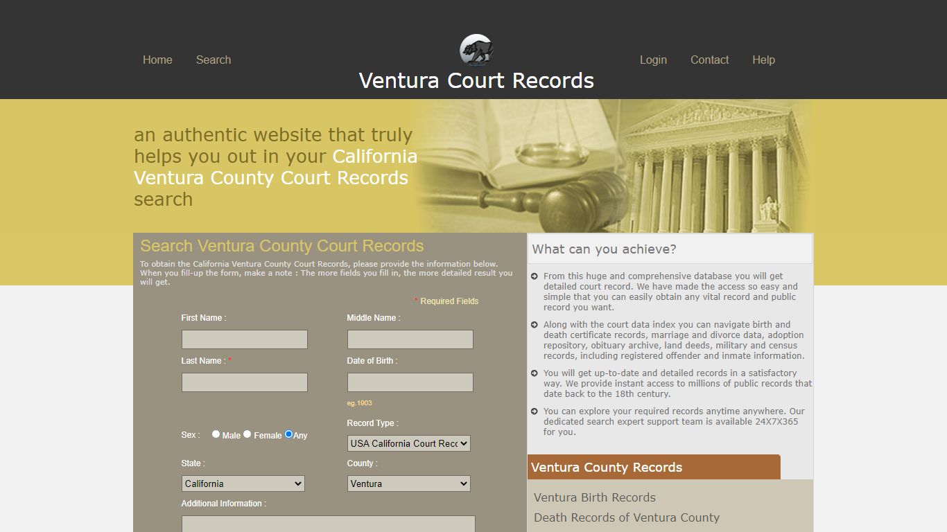 Public Records of Ventura County. California State Court Records